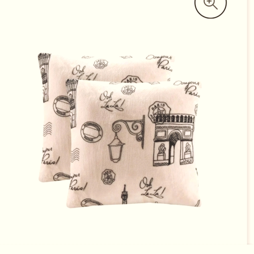 Parisian Print Throw Pillow Set - Cream
